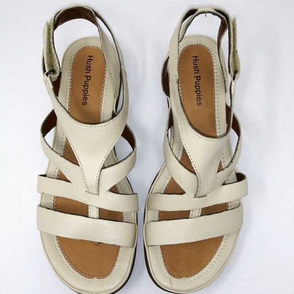 Hush Puppies Cream Sandals Sz 9.5W - Picture 1 of 4